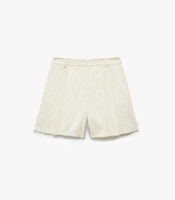Koton High Rise Striped Shorts beige Online