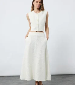 Koton Midi Flared Skirt white Outlet
