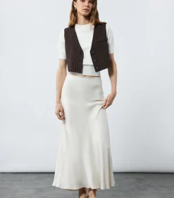 Koton Midi Satin Skirt beige Discount