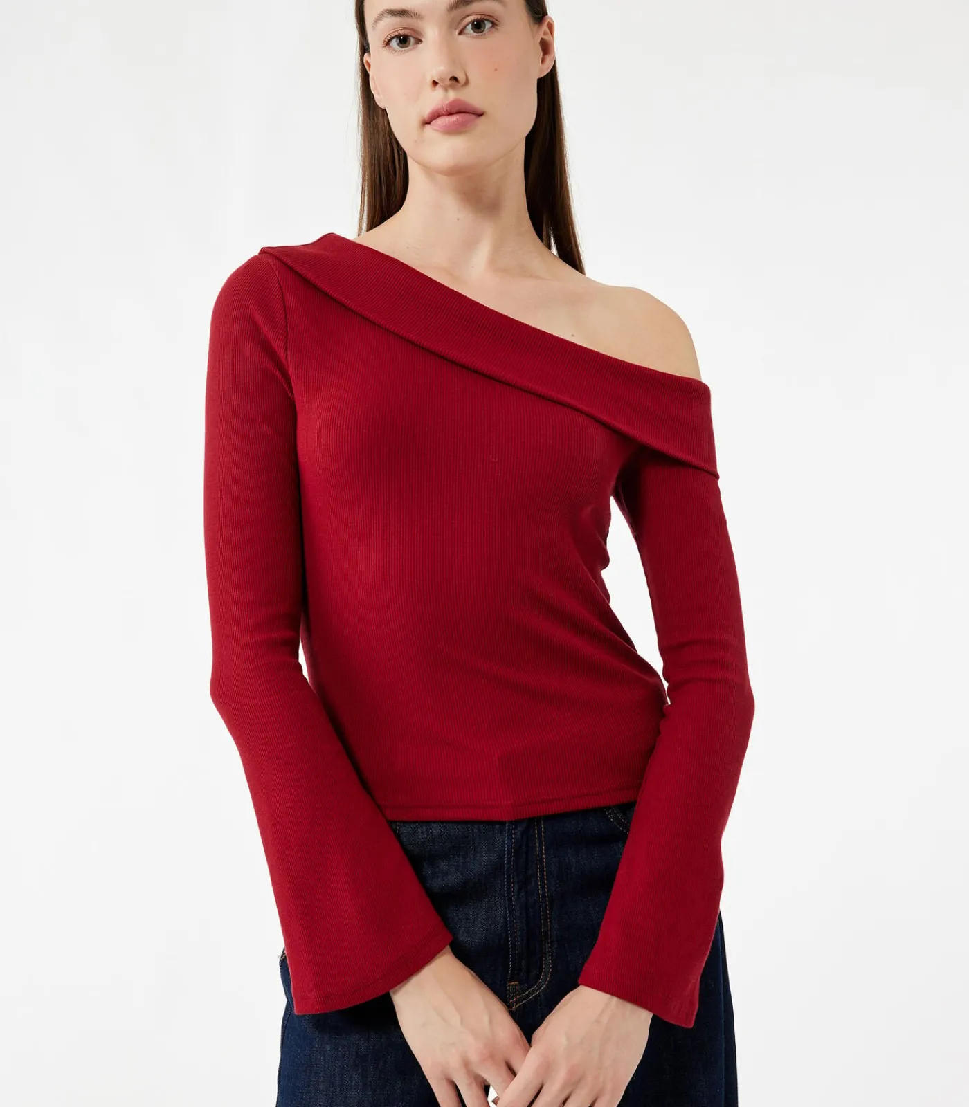 Koton Off Shoulder T-Shirt bordeaux Hot