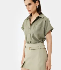 Koton Pocket Detail Crop Shirt khaki Online