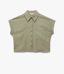 Koton Pocket Detail Crop Shirt khaki Online