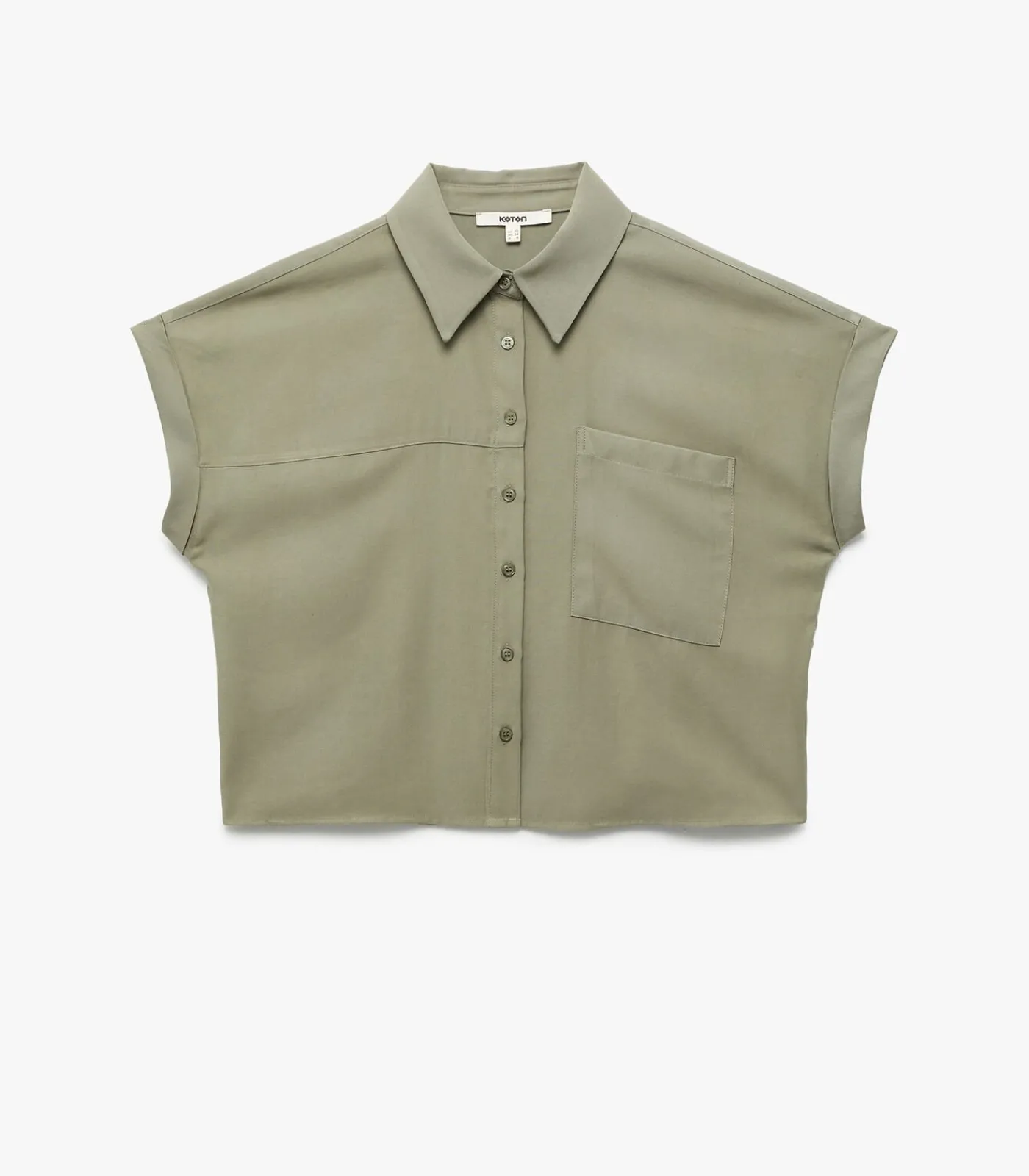 Koton Pocket Detail Crop Shirt khaki Online