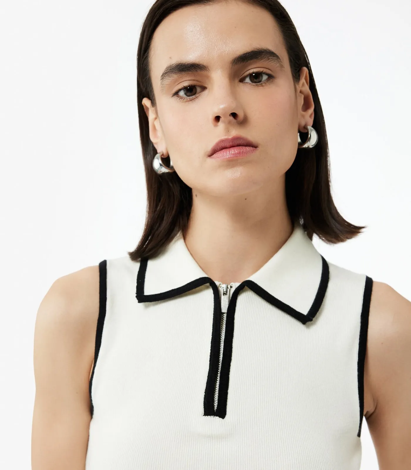 Koton Polo Neck Knit Blouse white Discount