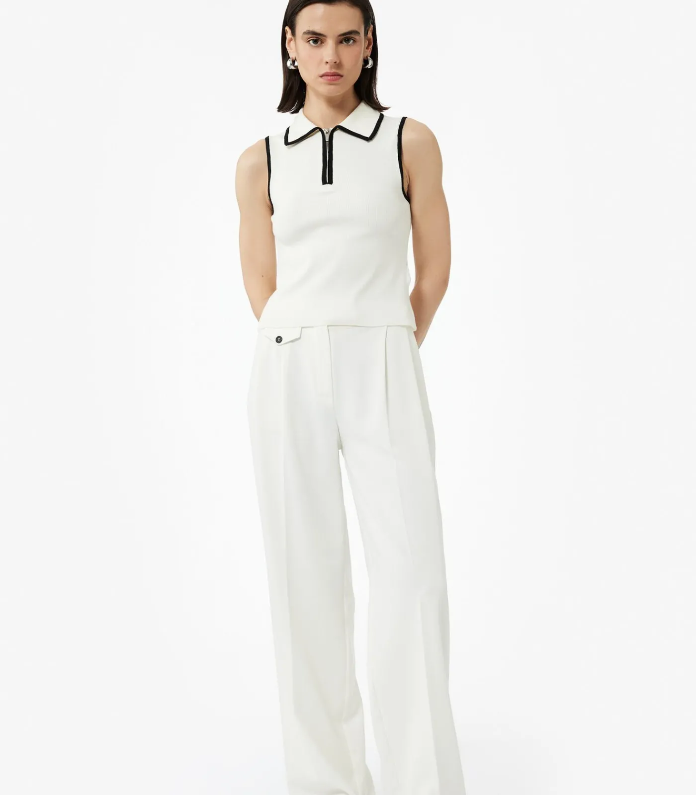 Koton Polo Neck Knit Blouse white Discount