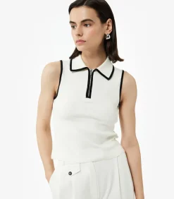 Koton Polo Neck Knit Blouse white Discount