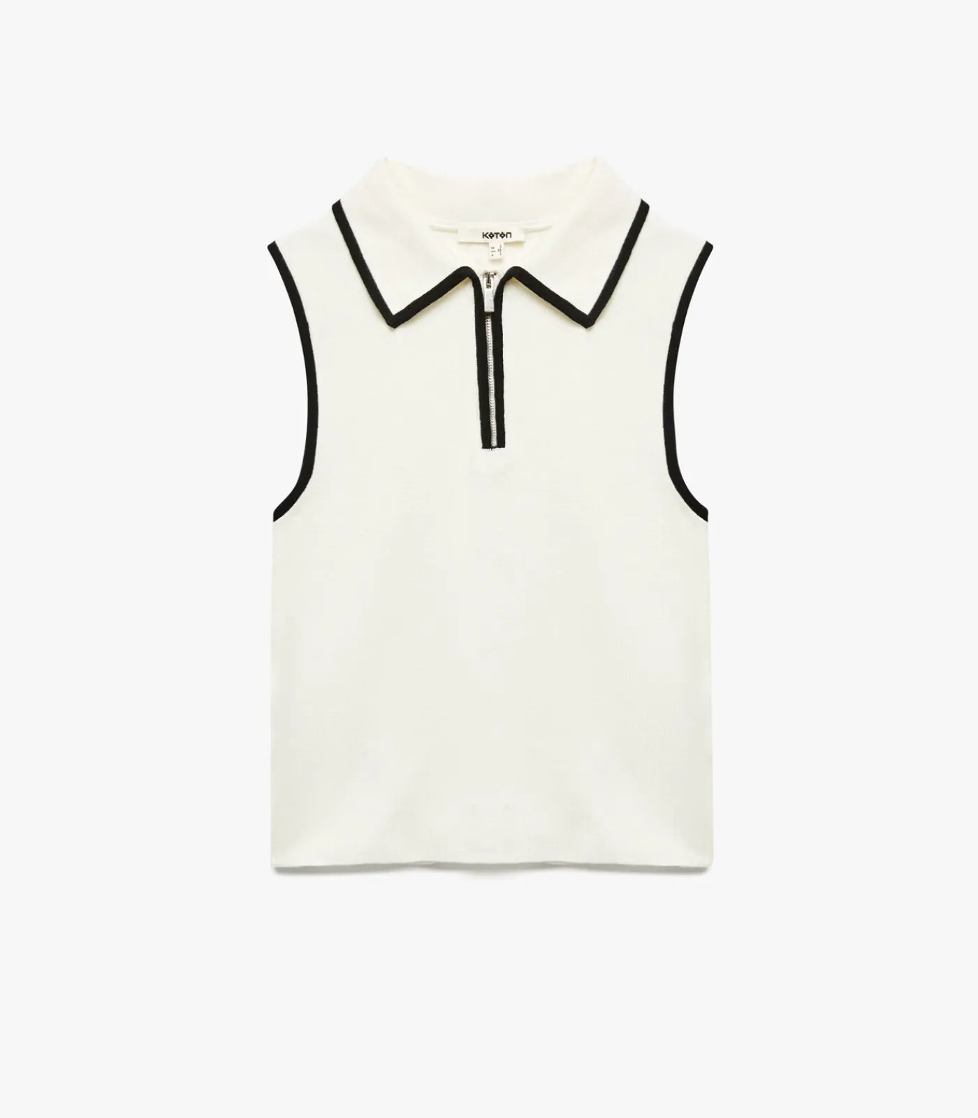 Koton Polo Neck Knit Blouse white Discount