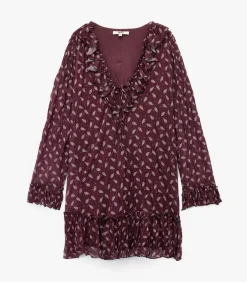 Koton Printed Mini Dress bordeaux Hot