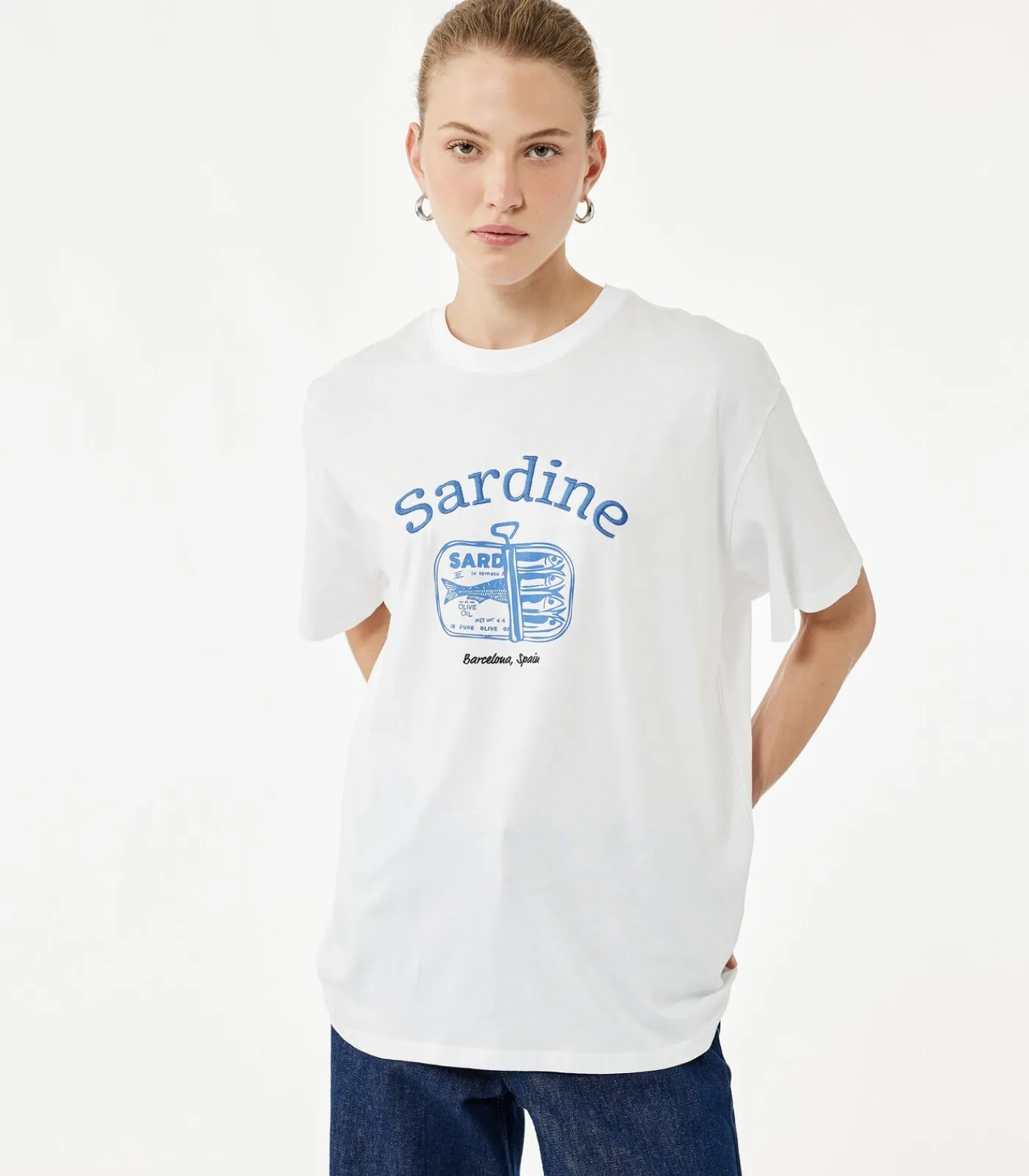 Koton Printed Oversize T-Shirt white Sale