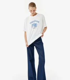 Koton Printed Oversize T-Shirt white Sale