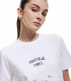 Koton Printed T-Shirt white Outlet