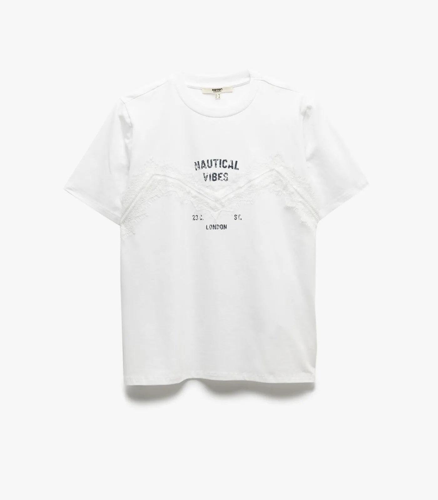 Koton Printed T-Shirt white Outlet