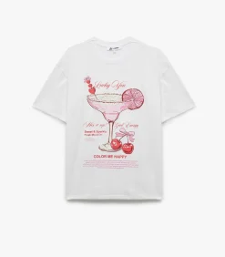 Koton Printed T-Shirt white Discount