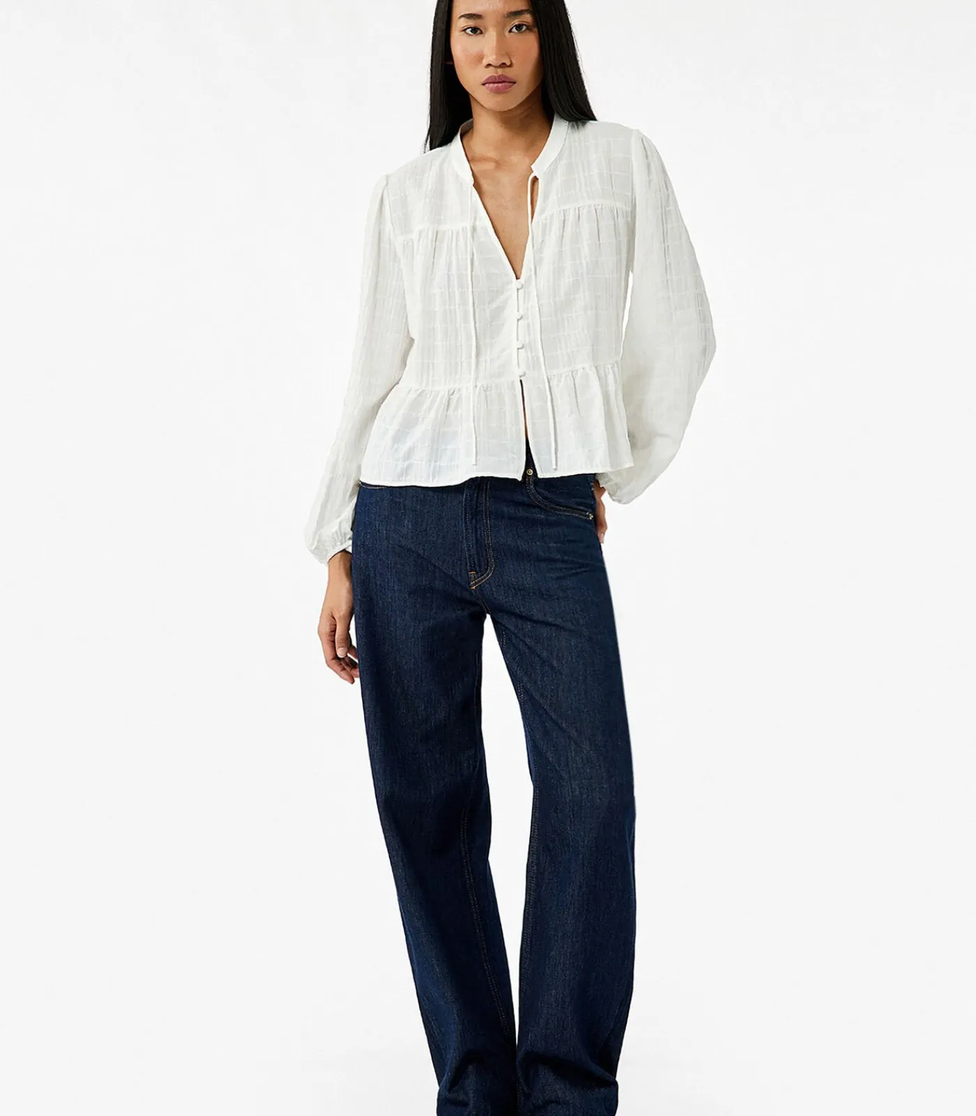 Koton Puff Sleeve Shirt white Discount