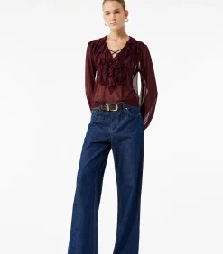 Koton Ruffle Blouse bordeaux