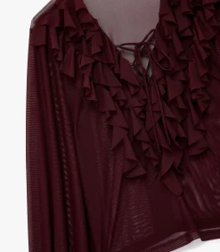 Koton Ruffle Blouse bordeaux