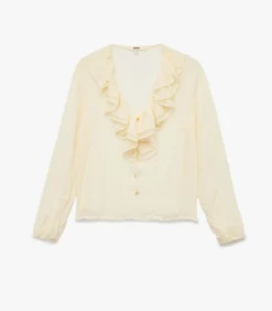 Koton Ruffle Chiffon Blouse beige Hot