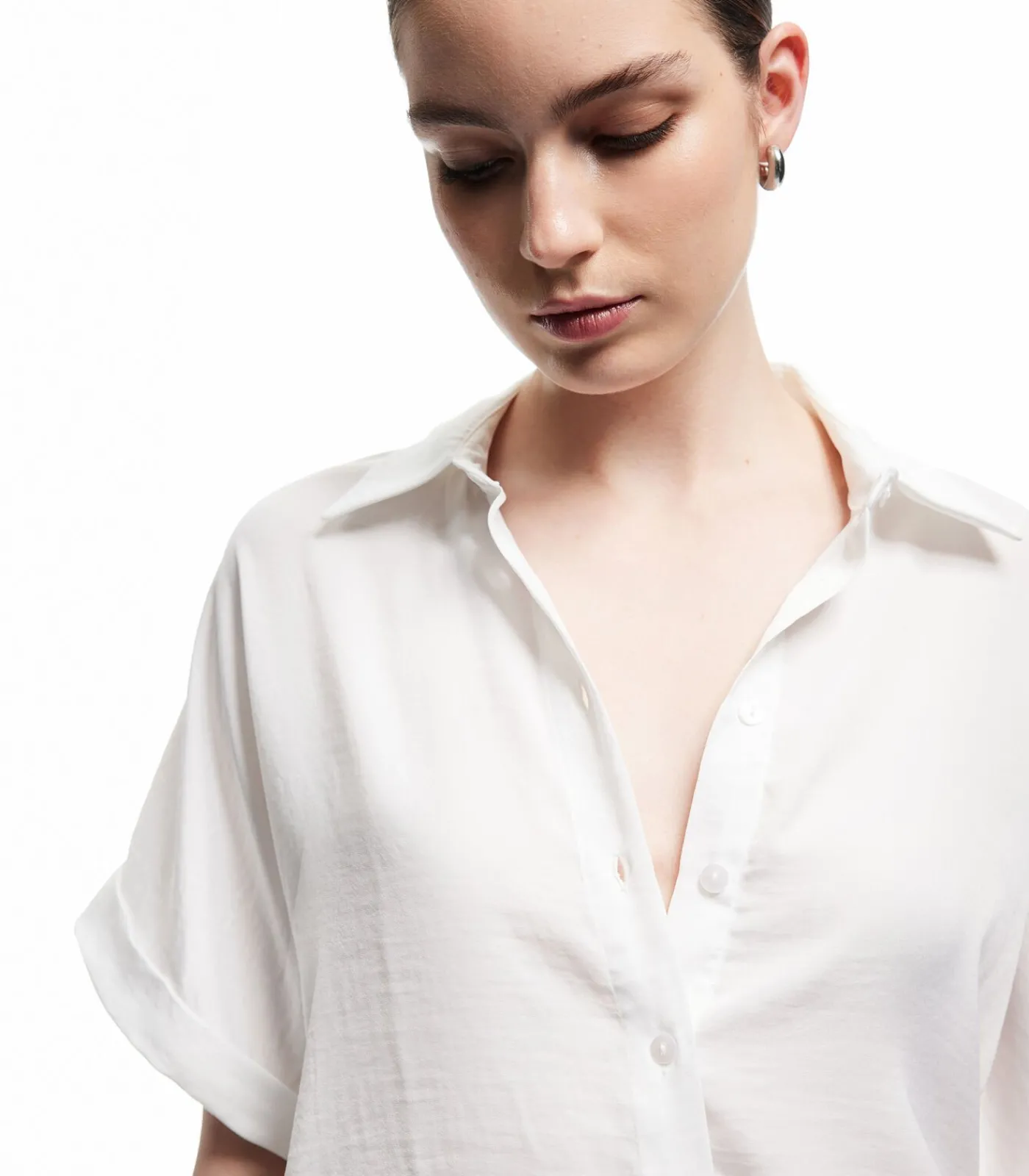Koton Satin Oversize Shirt white Clearance