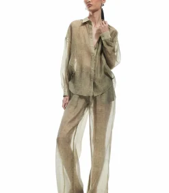 Koton Sheer Wide Leg Pants khaki Hot