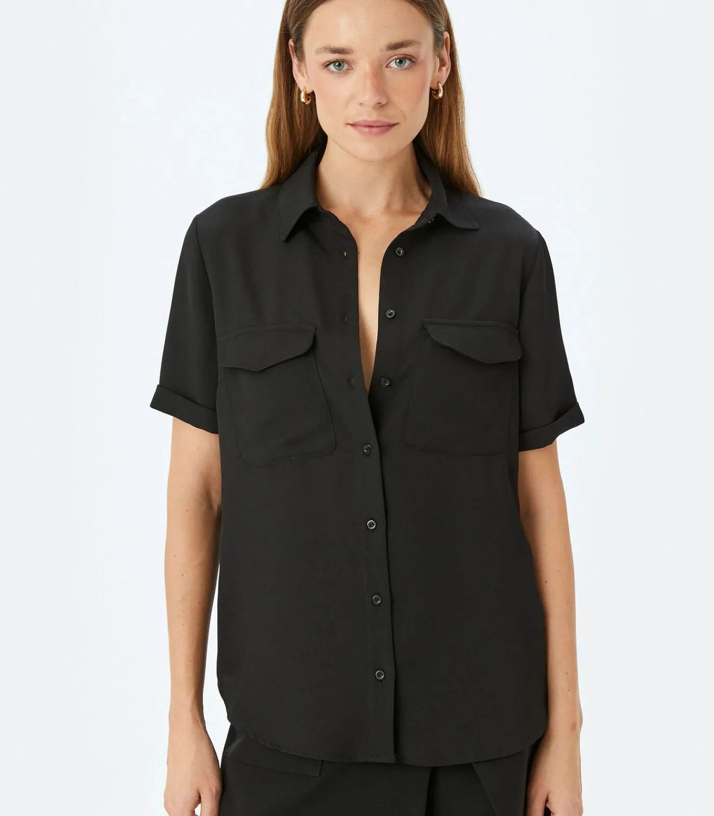 Koton Short Sleeve Shirt black Discount
