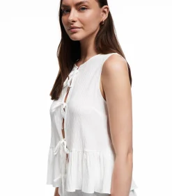Koton Sleeveless Peplum Blouse beige Hot
