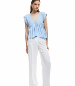 Koton Sleeveless Satin Blouse blue Sale