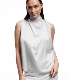 Koton Sleeveless Satin Blouse gray Discount