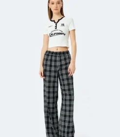 Koton Striped Crop T-Shirt white Clearance