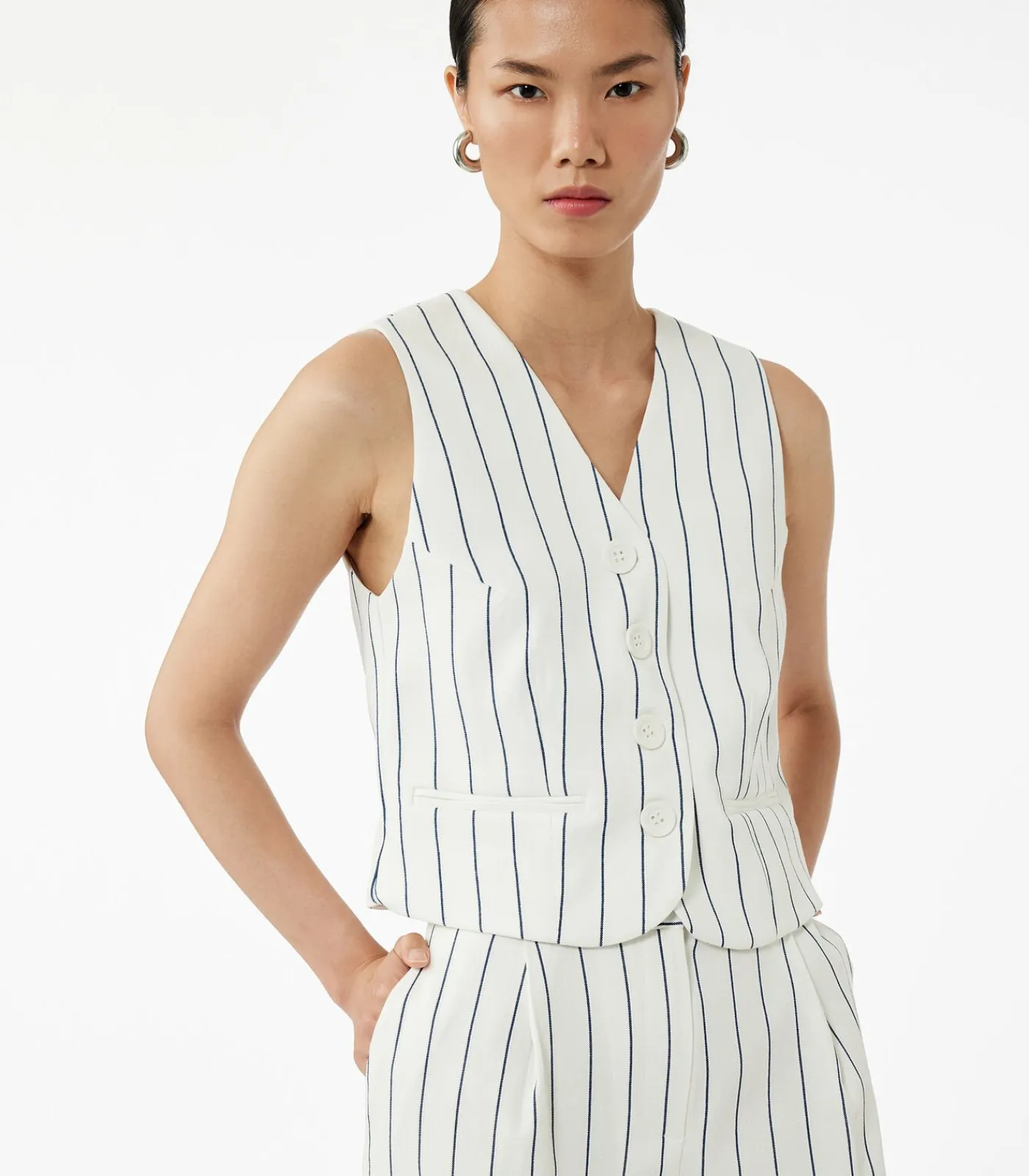Koton Striped Crop Vest navyBlue