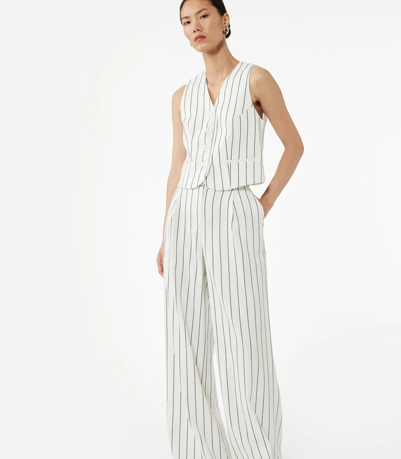 Koton Striped Crop Vest navyBlue