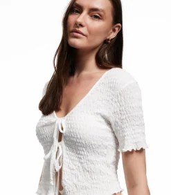 Koton Textured Crop T-Shirt white Outlet