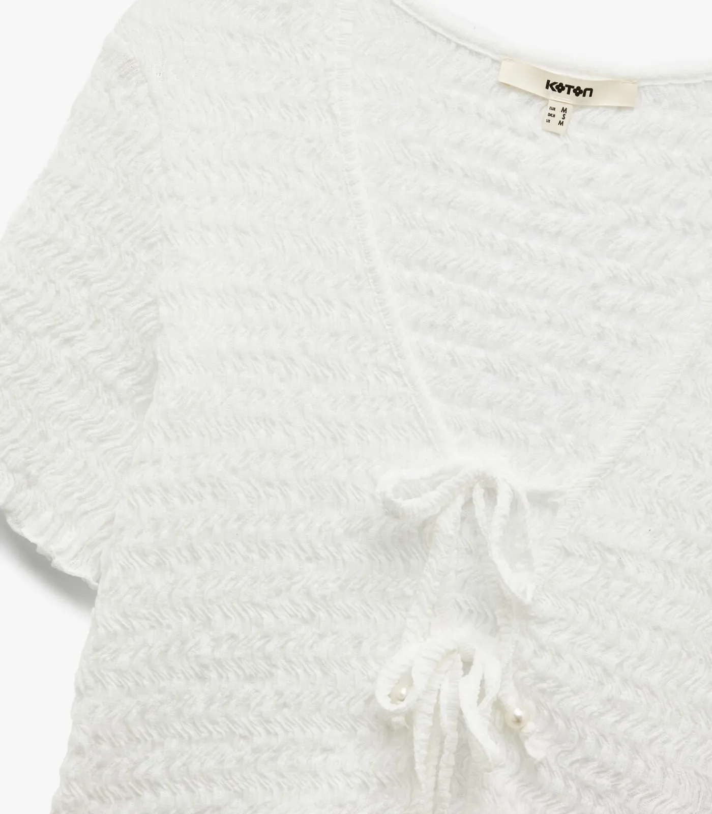 Koton Textured Crop T-Shirt white Outlet