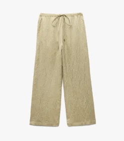 Koton Textured Satin Pants khaki Sale