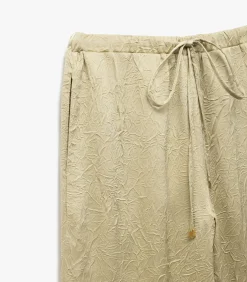 Koton Textured Satin Pants khaki Sale