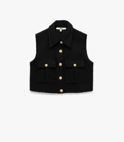 Koton Tweed Crop Vest black Online
