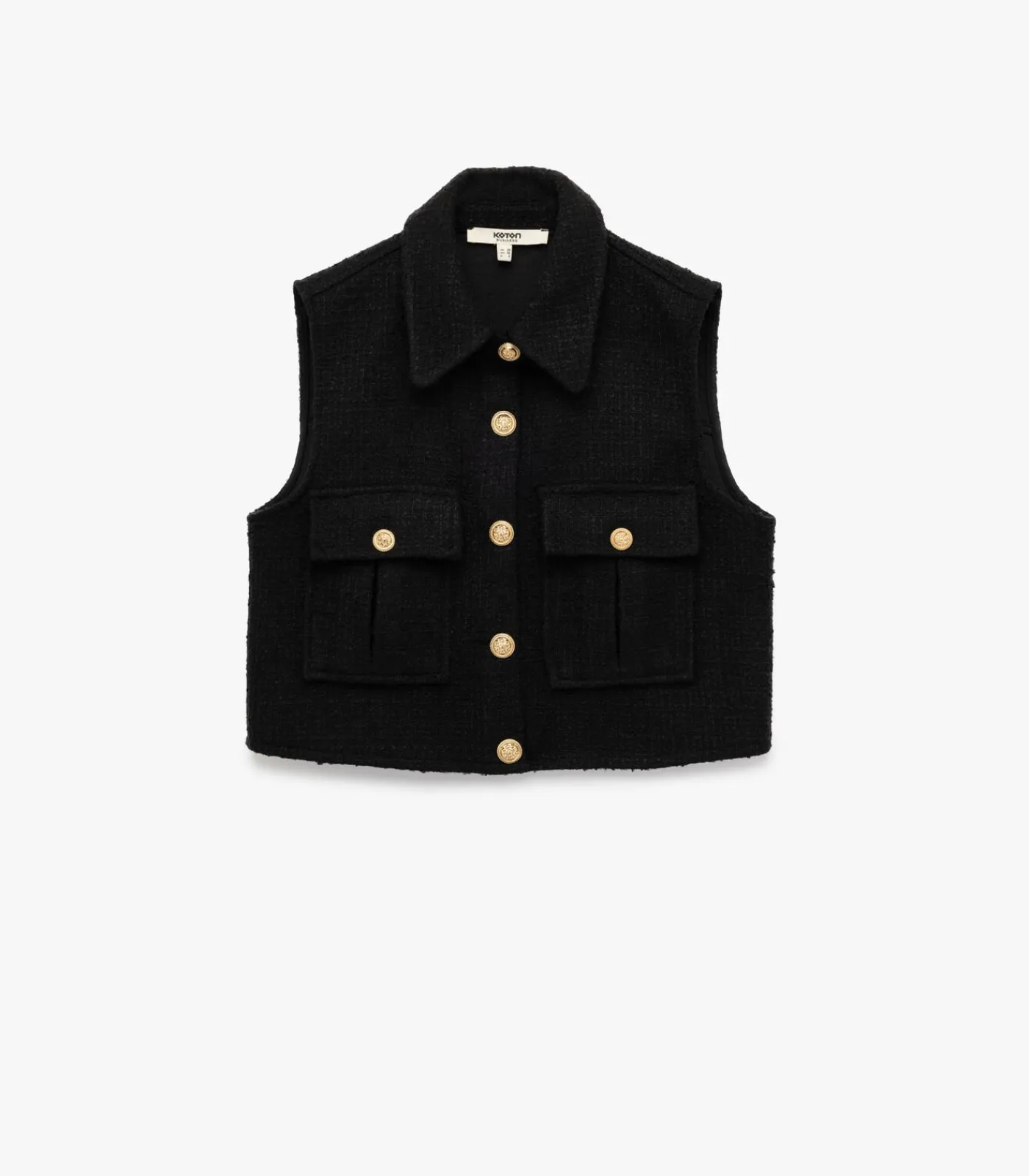 Koton Tweed Crop Vest black Online