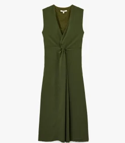 Koton V-Neck Midi Dress khaki