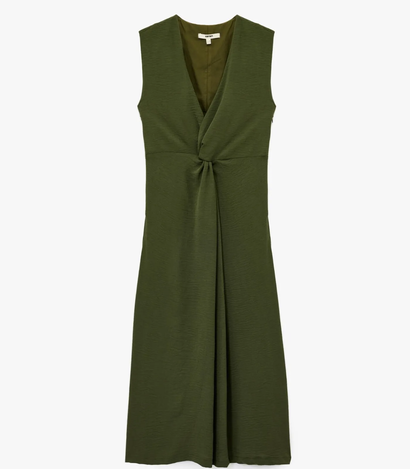 Koton V-Neck Midi Dress khaki