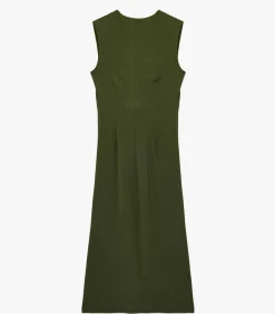 Koton V-Neck Midi Dress khaki