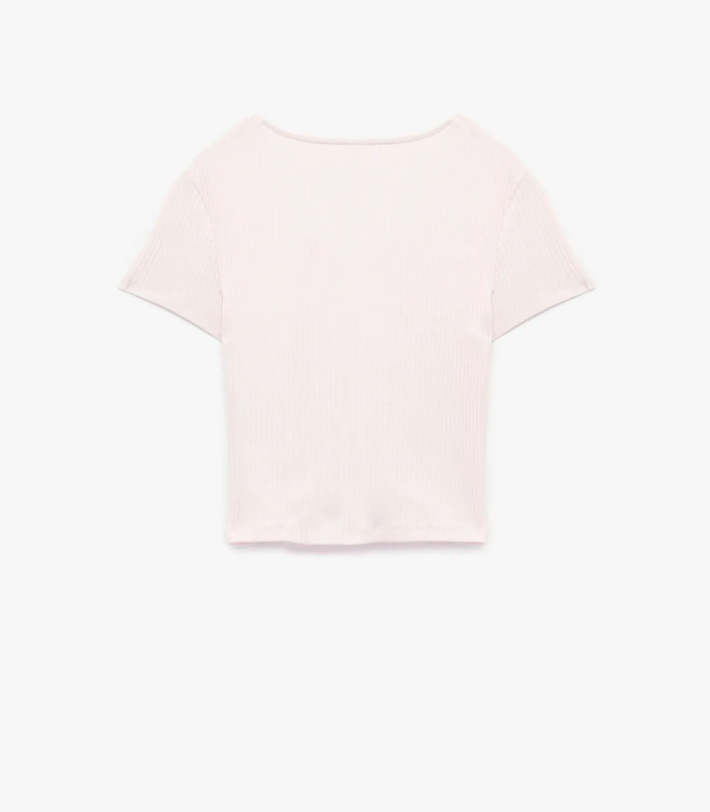 Koton V-Neck T-Shirt pink Discount