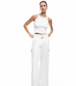 Koton Wide-Leg Trousers white Outlet