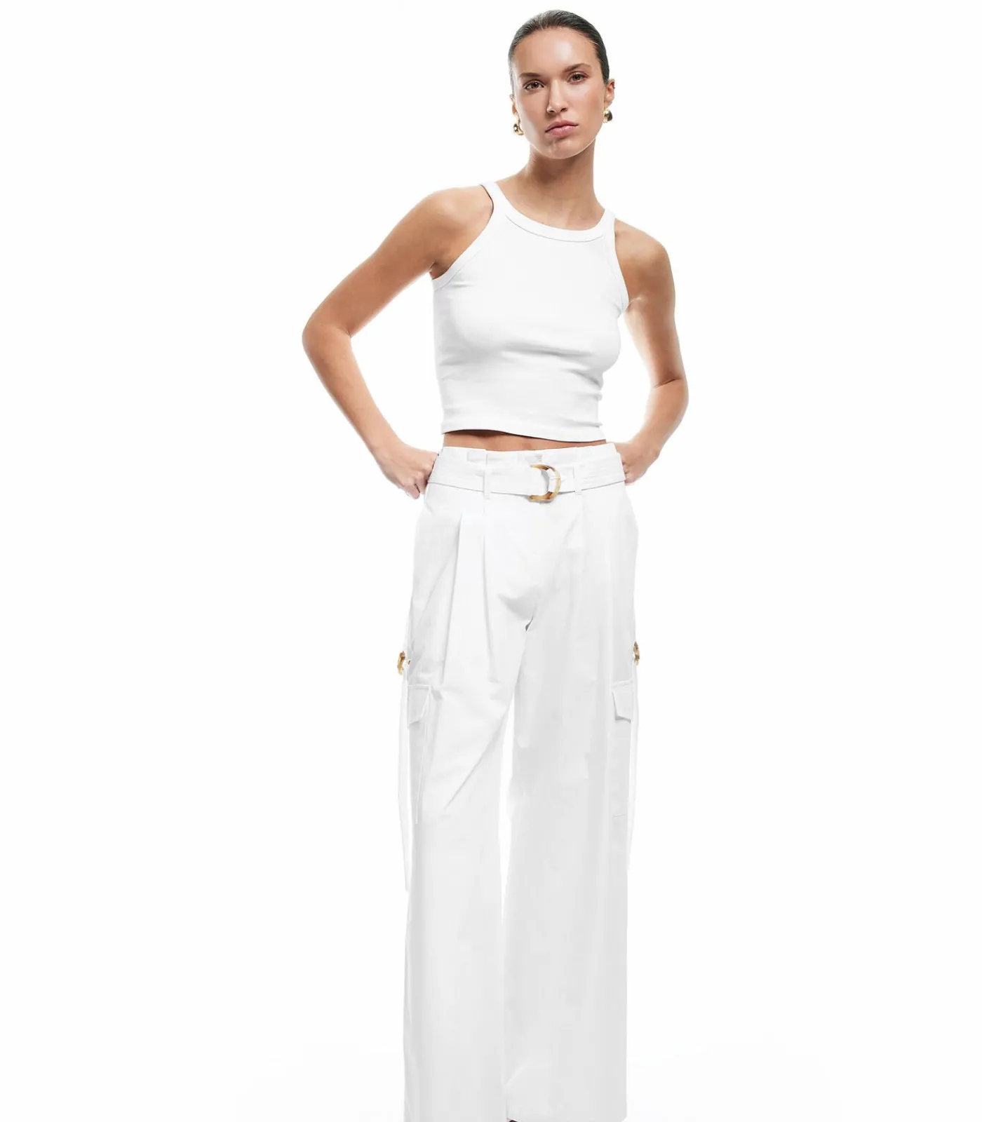 Koton Wide-Leg Trousers white Outlet