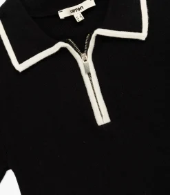 Koton Zippered Knit Sweater black Clearance