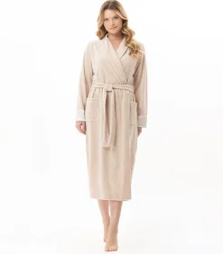 LE CHAT Kruislingse badjas van fluweel ESSENTIEL H67A beige Best