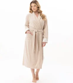 LE CHAT Kruislingse badjas van fluweel ESSENTIEL H67A beige Best