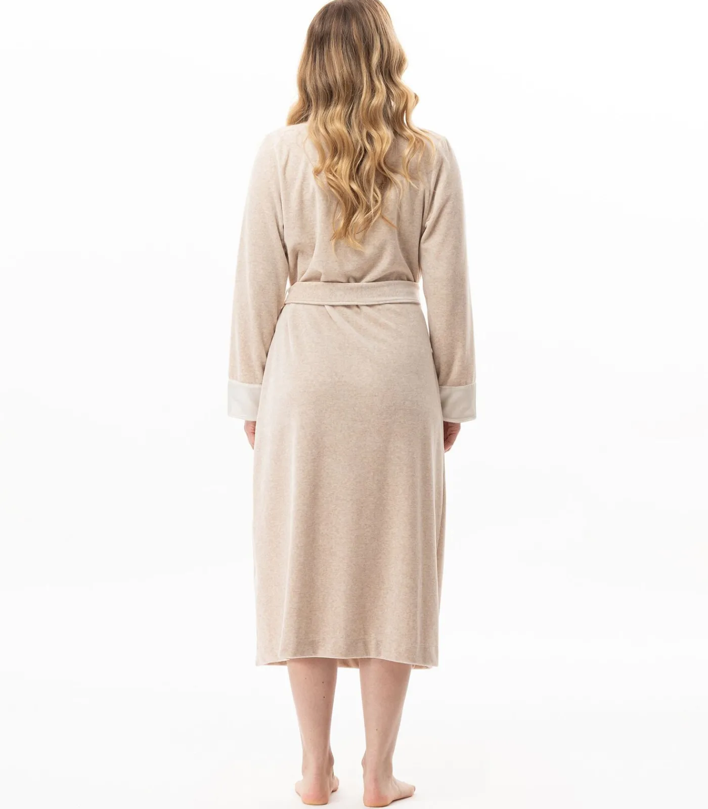 LE CHAT Kruislingse badjas van fluweel ESSENTIEL H67A beige Best