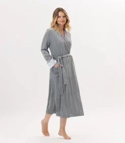 LE CHAT Kruislingse badjas van fluweel ESSENTIEL H67A gray New