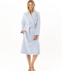 LE CHAT Kruislingse badjas van flanellen pluche ESSENTIEL H61B blue Clearance