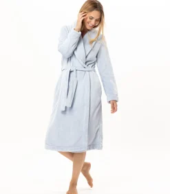 LE CHAT Kruislingse badjas van flanellen pluche ESSENTIEL H61B blue Clearance