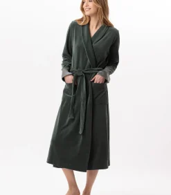 LE CHAT Kruislingse badjas van fluweel ESSENTIEL H67A green Best